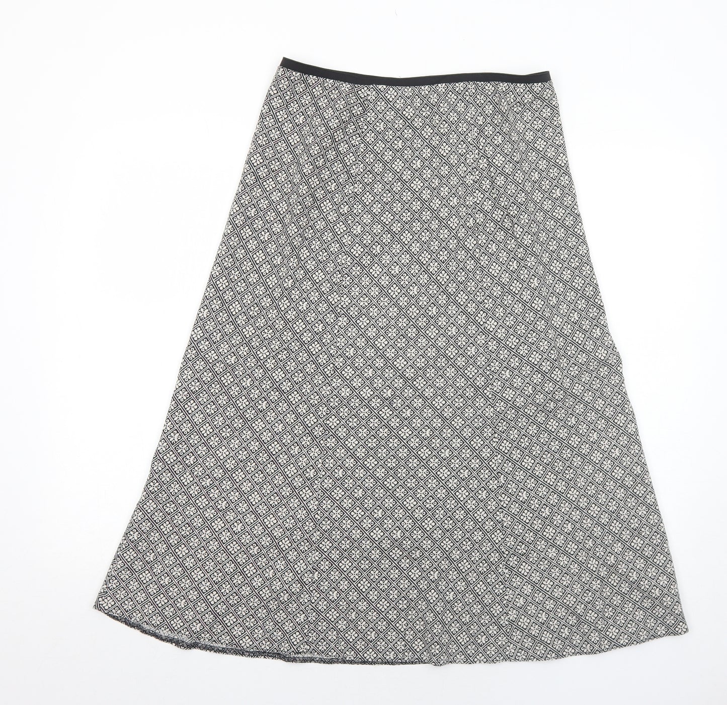 Marks and Spencer Womens Black Floral Linen Swing Skirt Size 12