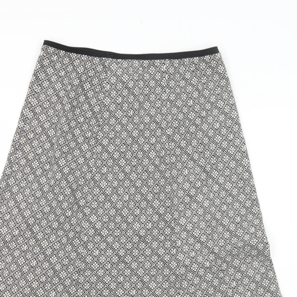 Marks and Spencer Womens Black Floral Linen Swing Skirt Size 12