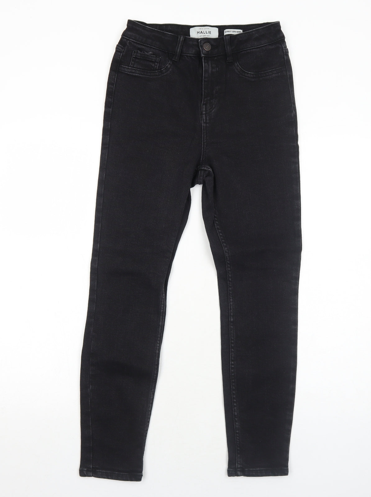 New Look Womens Black Cotton Skinny Jeans Size 12 Regular Zip