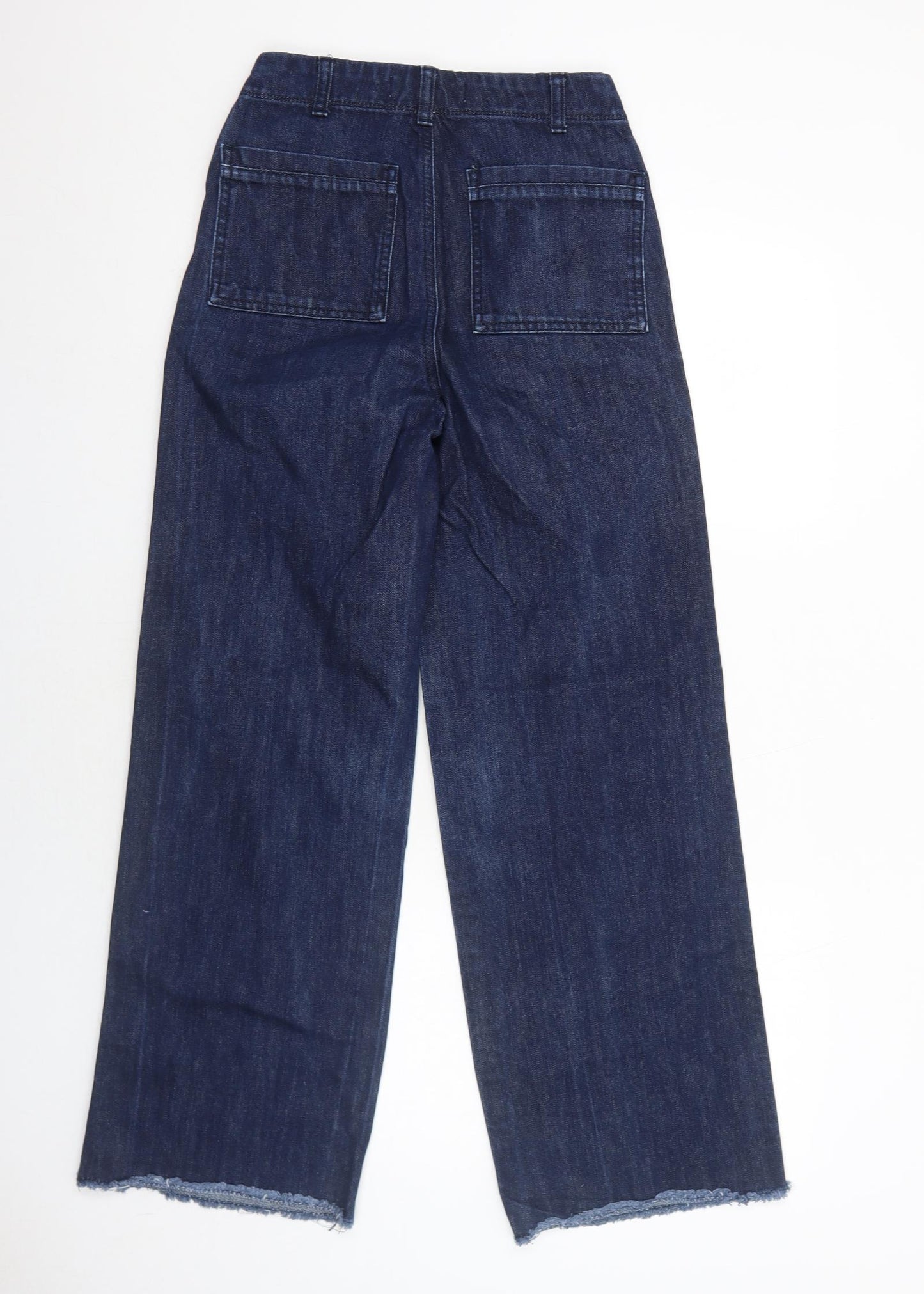 Whistles Womens Blue Cotton Wide-Leg Jeans Size 4 Regular Zip