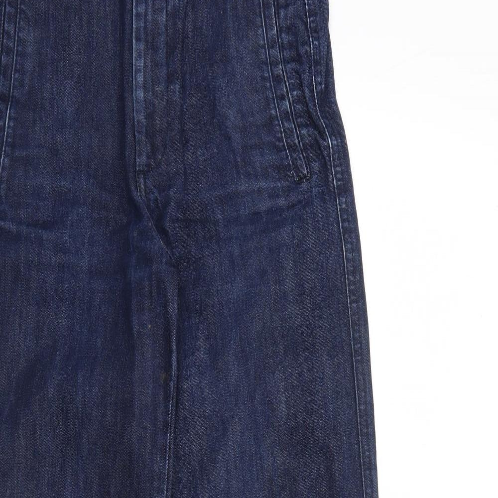 Whistles Womens Blue Cotton Wide-Leg Jeans Size 4 Regular Zip