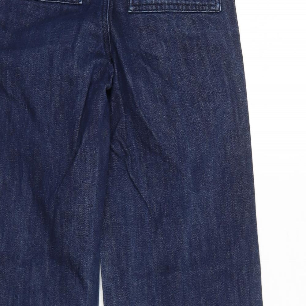Whistles Womens Blue Cotton Wide-Leg Jeans Size 4 Regular Zip