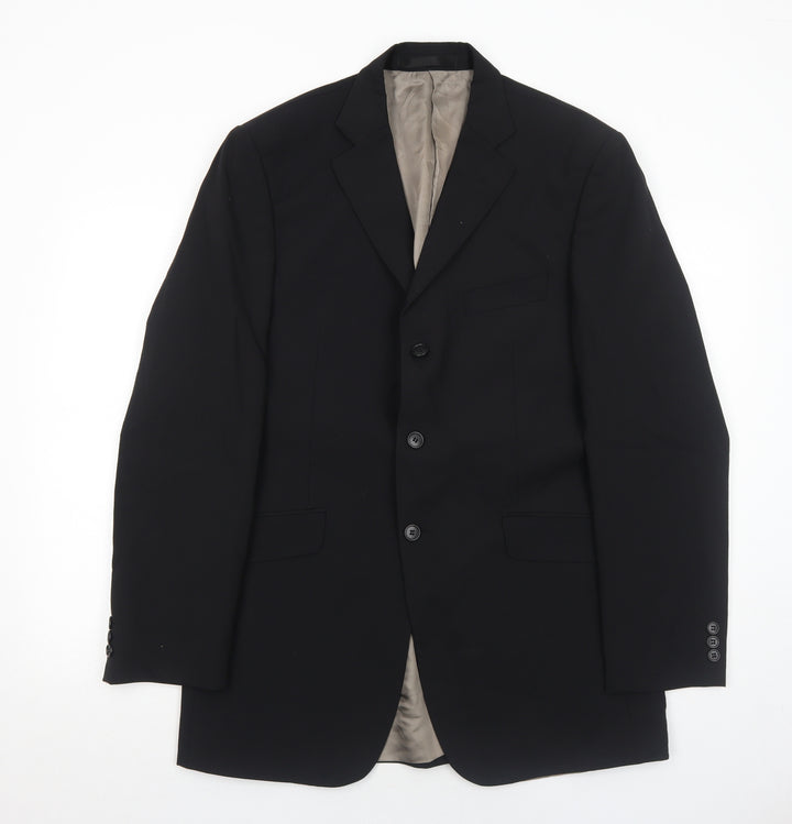 Marks and Spencer Mens Black Polyester Jacket Suit Jacket Size 40 Regular