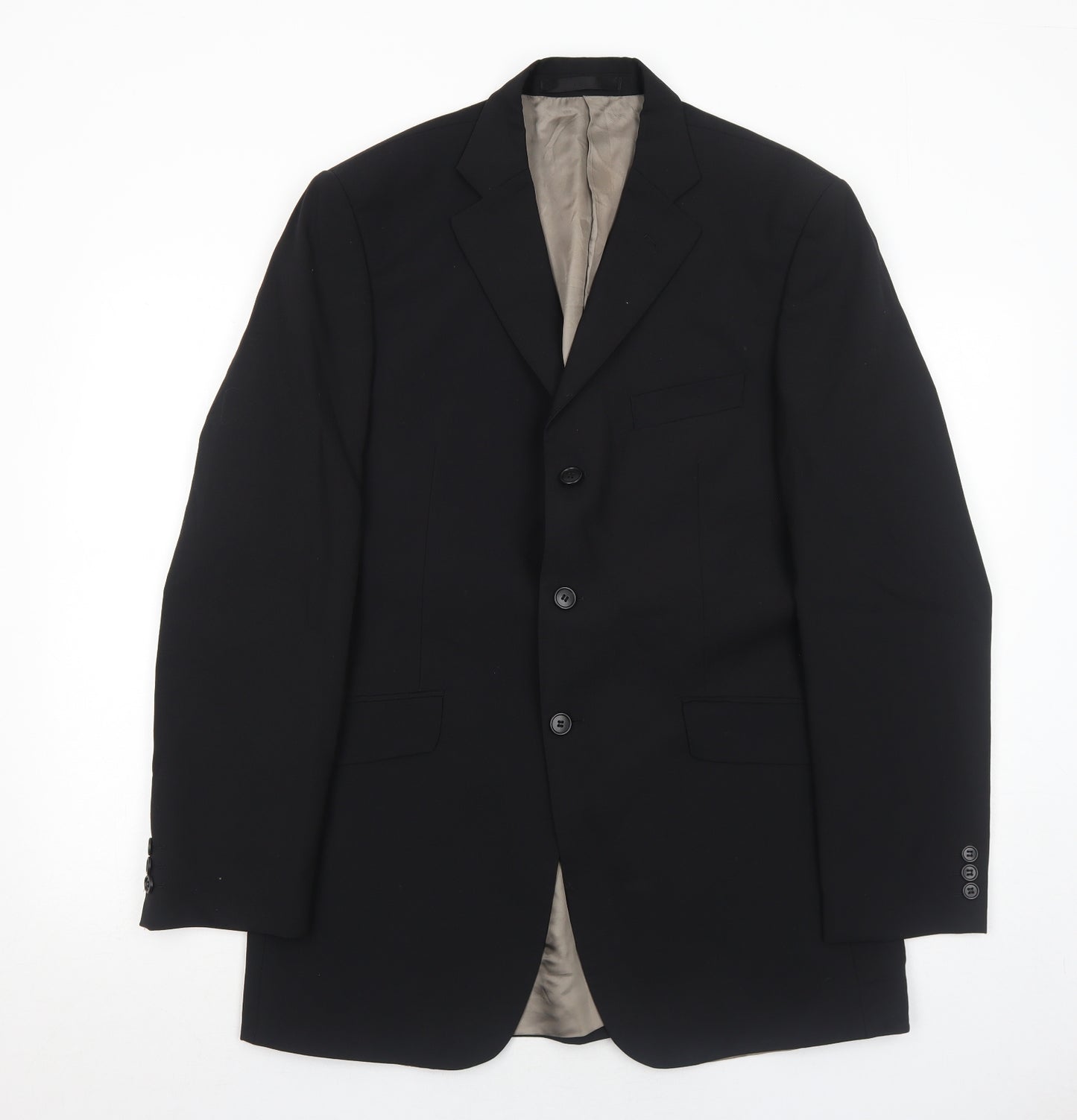 Marks and Spencer Mens Black Polyester Jacket Suit Jacket Size 40 Regular
