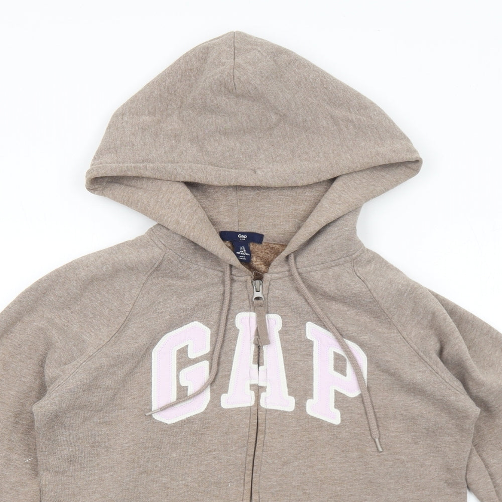 Gap Womens Beige Cotton Full Zip Hoodie Size M Zip