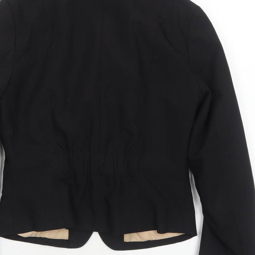 H&M Womens Black Polyester Jacket Suit Jacket Size 8
