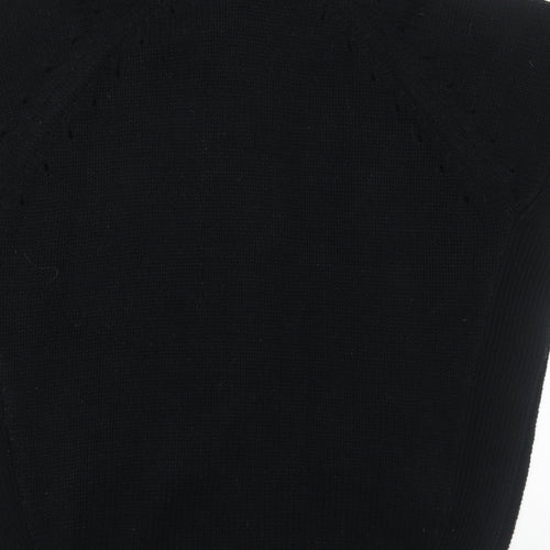 Cotton Traders Womens Black Round Neck Acrylic Cardigan Jumper Size 10 - Size 10-12