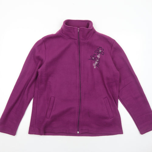 Anne De Lancay Womens Purple Jacket Size S Zip - Flower Detail