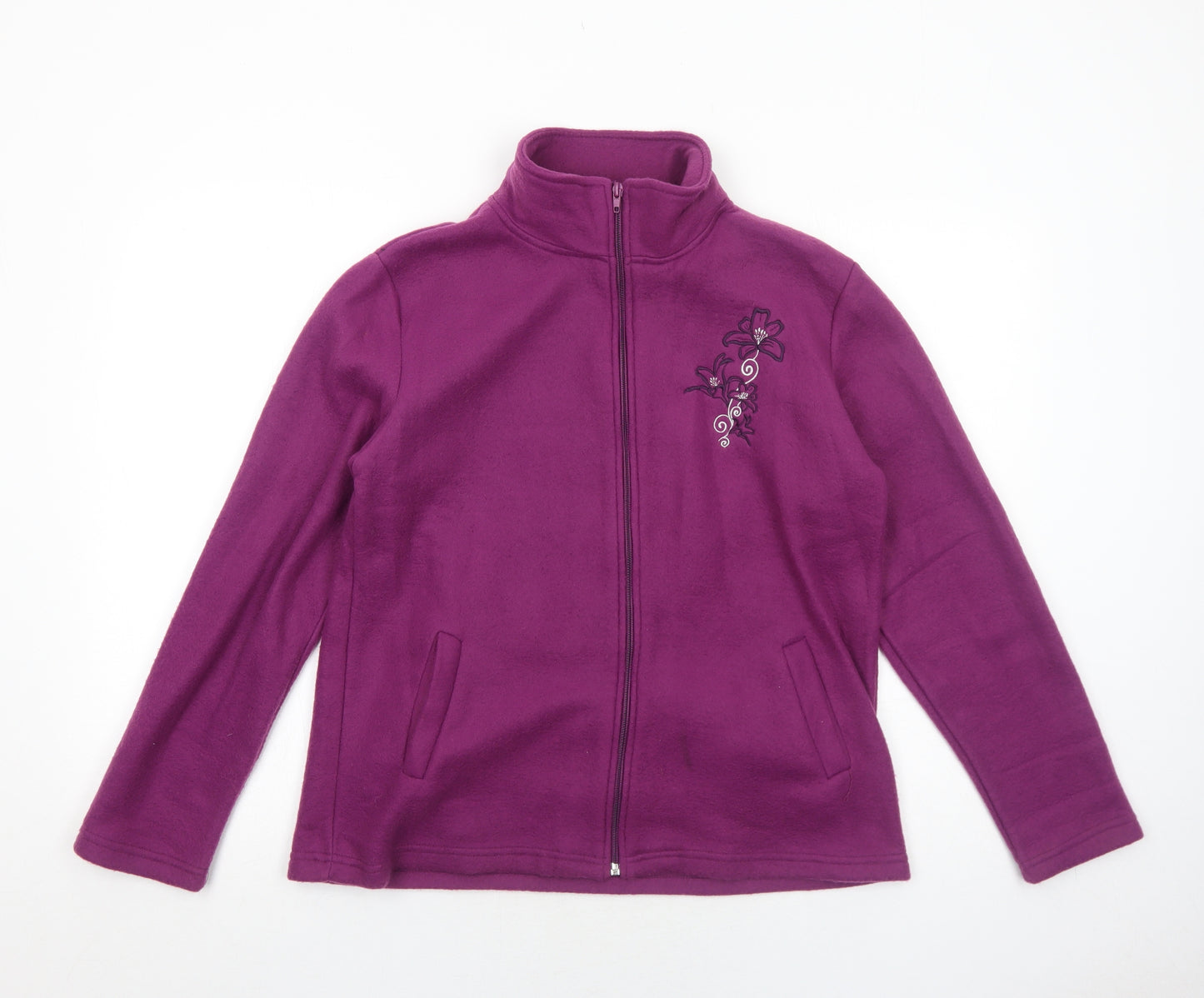 Anne De Lancay Womens Purple Jacket Size S Zip - Flower Detail