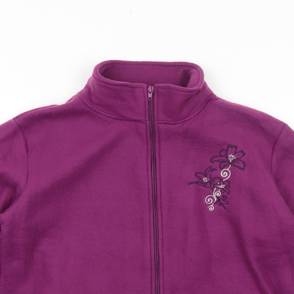 Anne De Lancay Womens Purple Jacket Size S Zip - Flower Detail