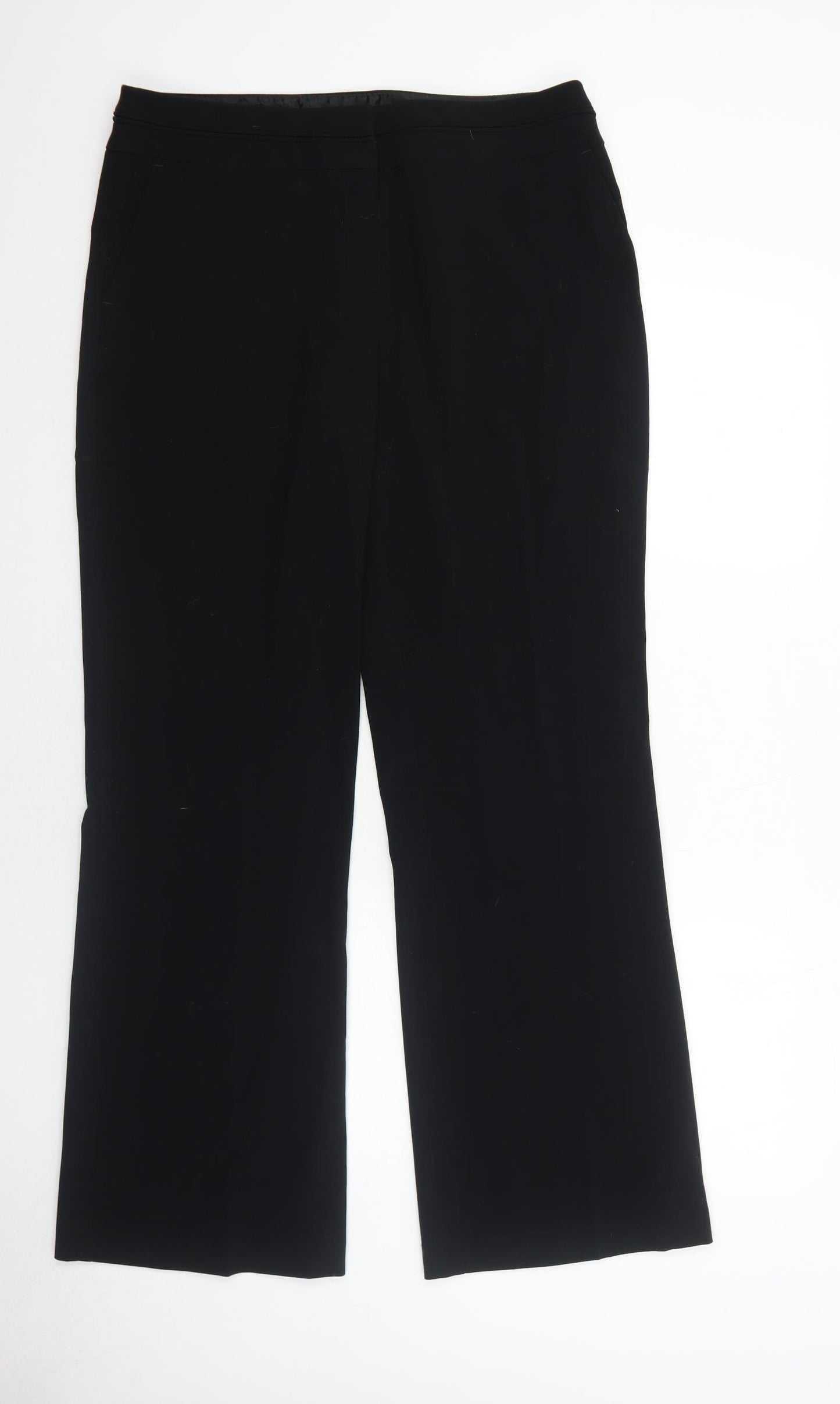 Marks and Spencer Womens Black Polyester Trousers Size 14 Regular Zip