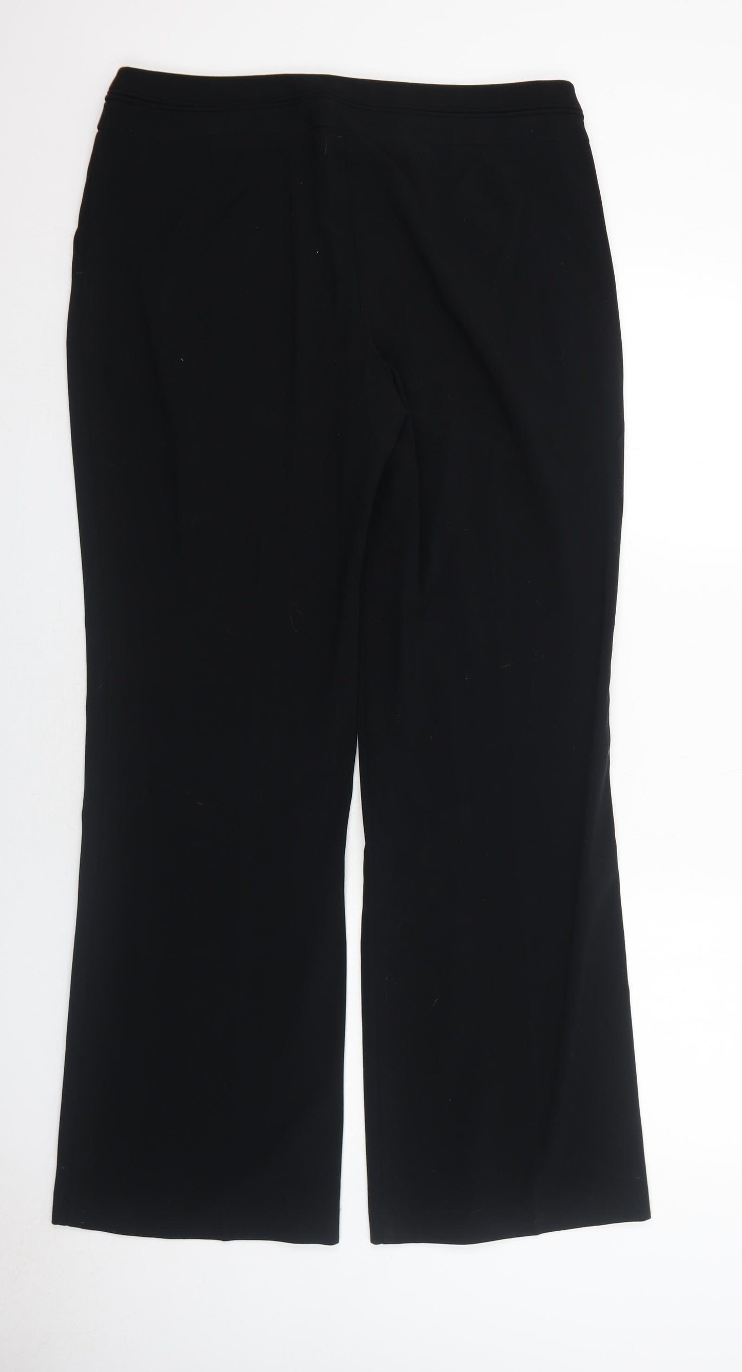 Marks and Spencer Womens Black Polyester Trousers Size 14 Regular Zip