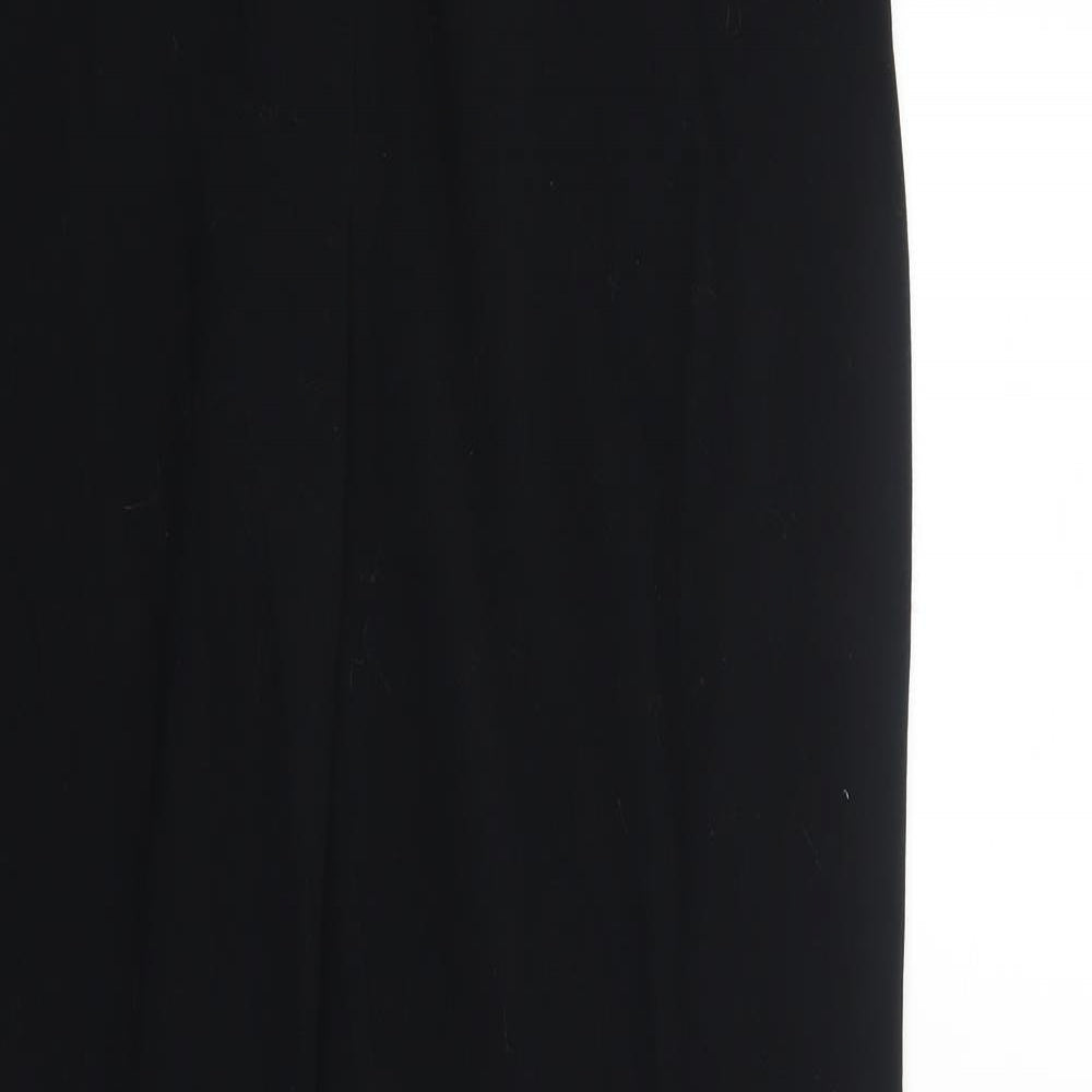Marks and Spencer Womens Black Polyester Trousers Size 14 Regular Zip