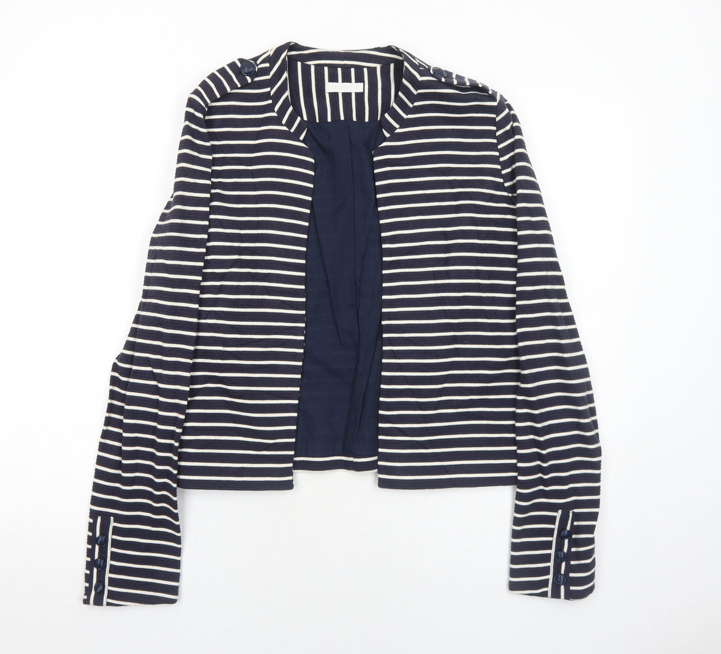 Promod Womens Blue Striped Jacket Blazer Size 12