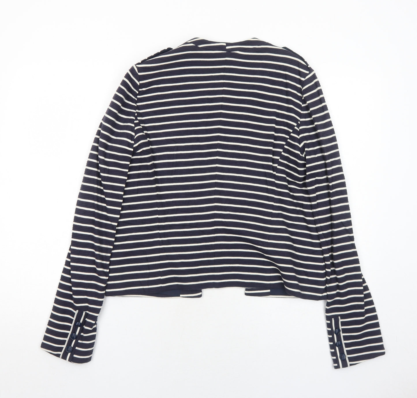 Promod Womens Blue Striped Jacket Blazer Size 12