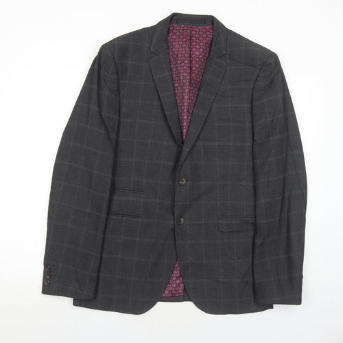 Marks and Spencer Mens Grey Geometric Polyester Jacket Suit Jacket Size 40 Regular