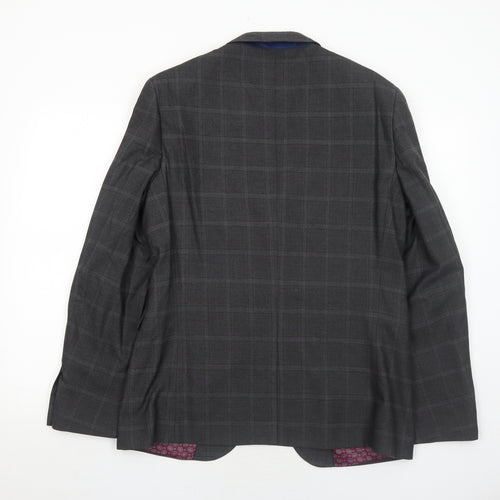 Marks and Spencer Mens Grey Geometric Polyester Jacket Suit Jacket Size 40 Regular