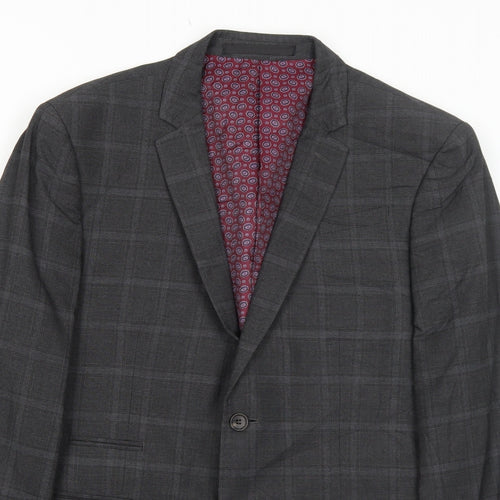 Marks and Spencer Mens Grey Geometric Polyester Jacket Suit Jacket Size 40 Regular