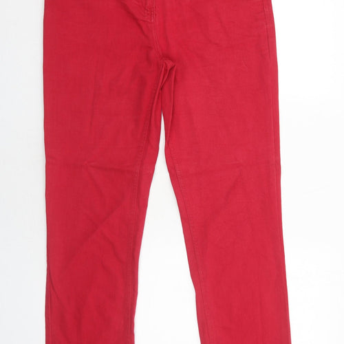 Simply Stock Shop Womens Red Cotton Straight Jeans Size 12 Regular Zip