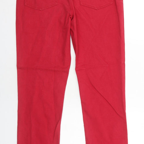 Simply Stock Shop Womens Red Cotton Straight Jeans Size 12 Regular Zip