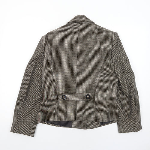 Alex&Co Womens Brown Geometric Jacket Blazer Size 14 Button