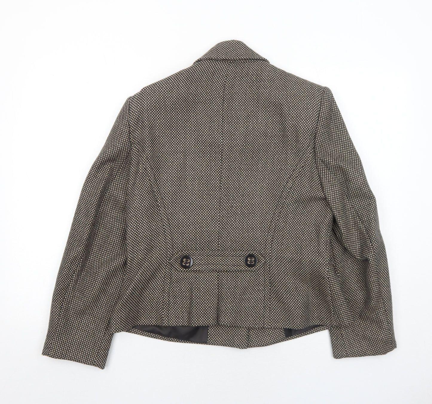 Alex&Co Womens Brown Geometric Jacket Blazer Size 14 Button