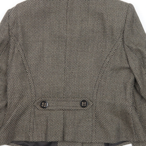 Alex&Co Womens Brown Geometric Jacket Blazer Size 14 Button