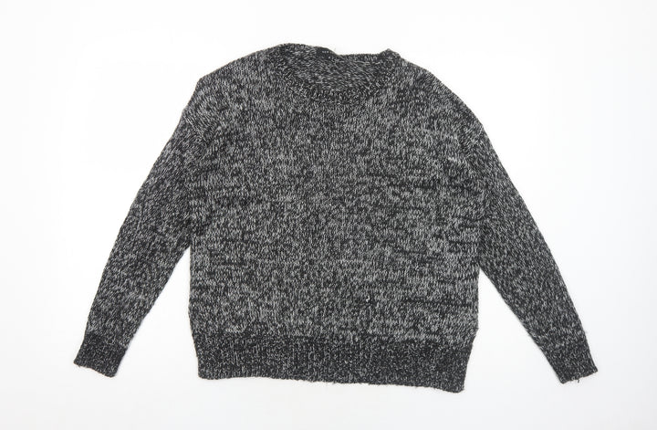 New Look Womens Black Round Neck Acrylic Pullover Jumper Size S