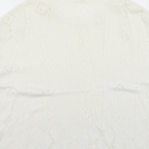 Marks and Spencer Womens White Round Neck Geometric Acrylic Pullover Jumper Size 16