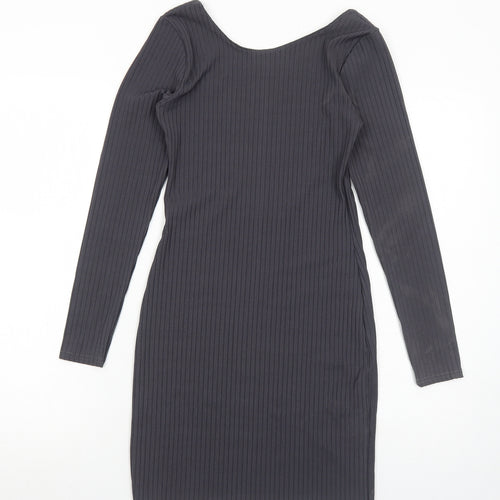 Boohoo Womens Grey Polyester Bodycon Size 10 Round Neck Pullover