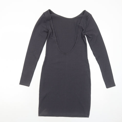 Boohoo Womens Grey Polyester Bodycon Size 10 Round Neck Pullover