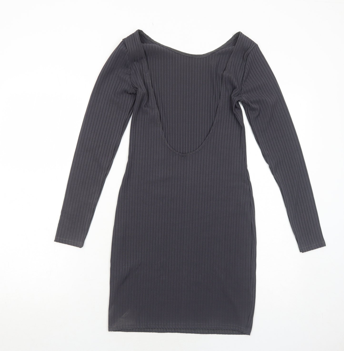 Boohoo Womens Grey Polyester Bodycon Size 10 Round Neck Pullover