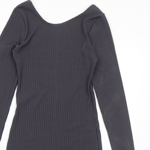 Boohoo Womens Grey Polyester Bodycon Size 10 Round Neck Pullover