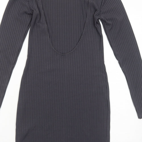 Boohoo Womens Grey Polyester Bodycon Size 10 Round Neck Pullover