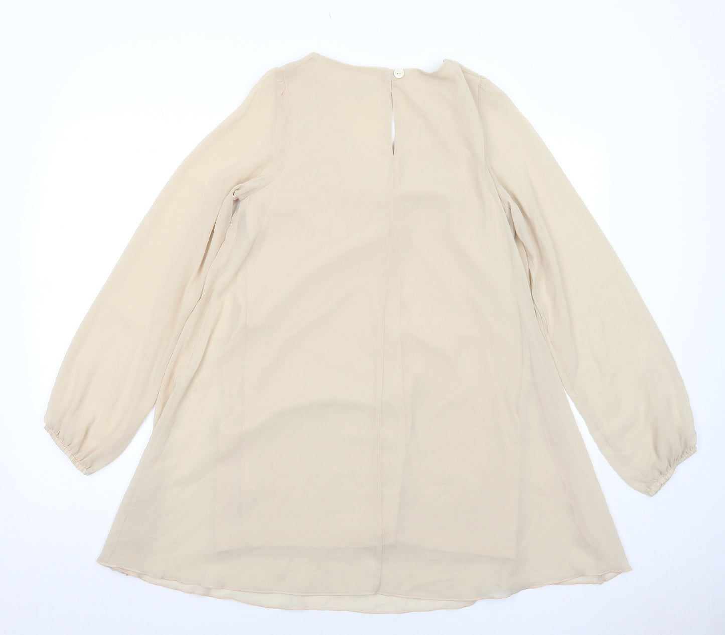 Love Womens Beige Polyester Trapeze & Swing Size S V-Neck Button