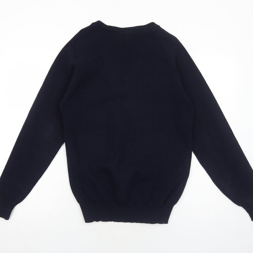 Glenalva Womens Blue V-Neck Acrylic Pullover Jumper Size 10
