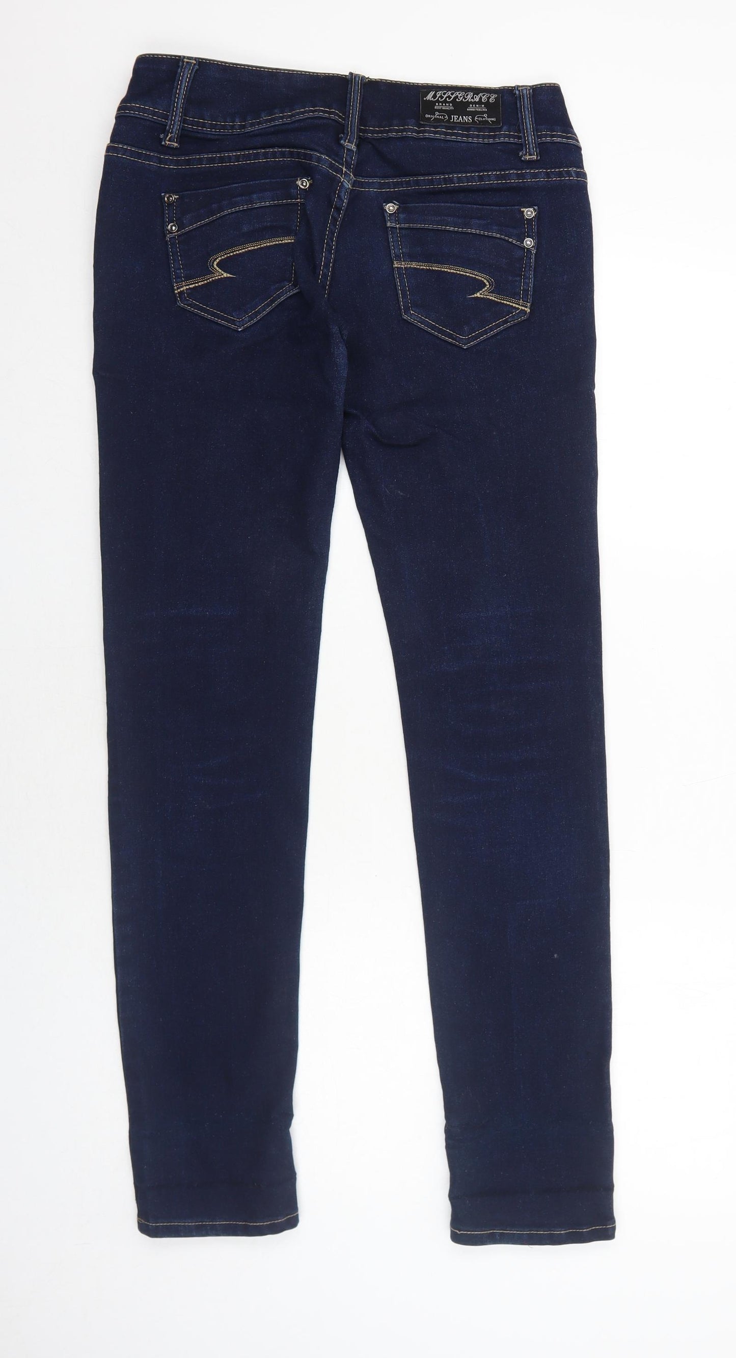 Miss Grace Jeans Womens Blue Cotton Skinny Jeans Size 12 Regular Zip