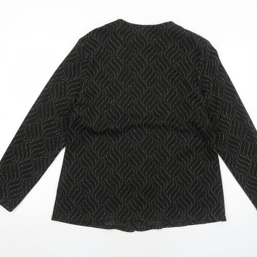 Bonmarché Womens Black Geometric Jacket Blazer Size 16 Button