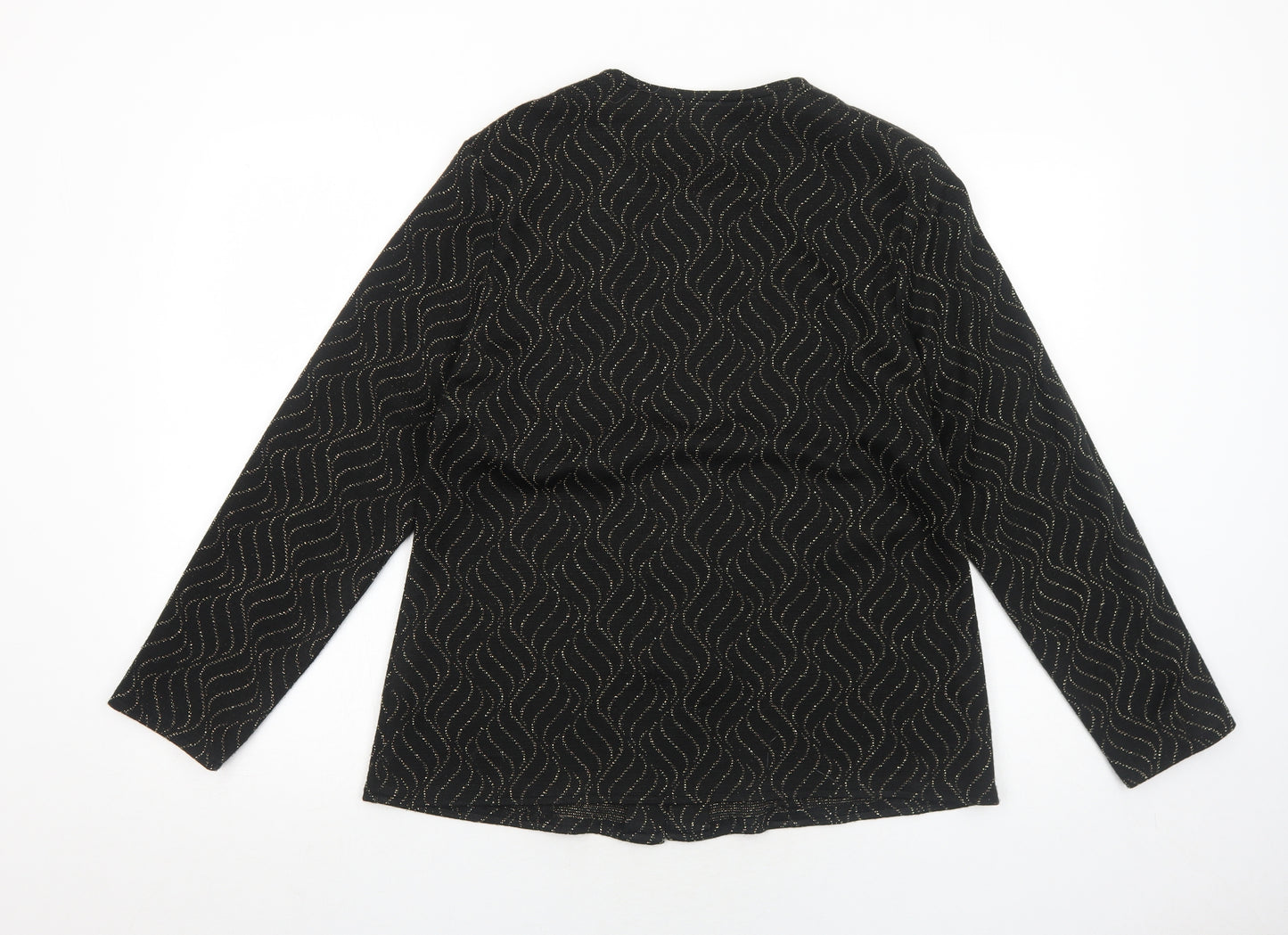 Bonmarché Womens Black Geometric Jacket Blazer Size 16 Button