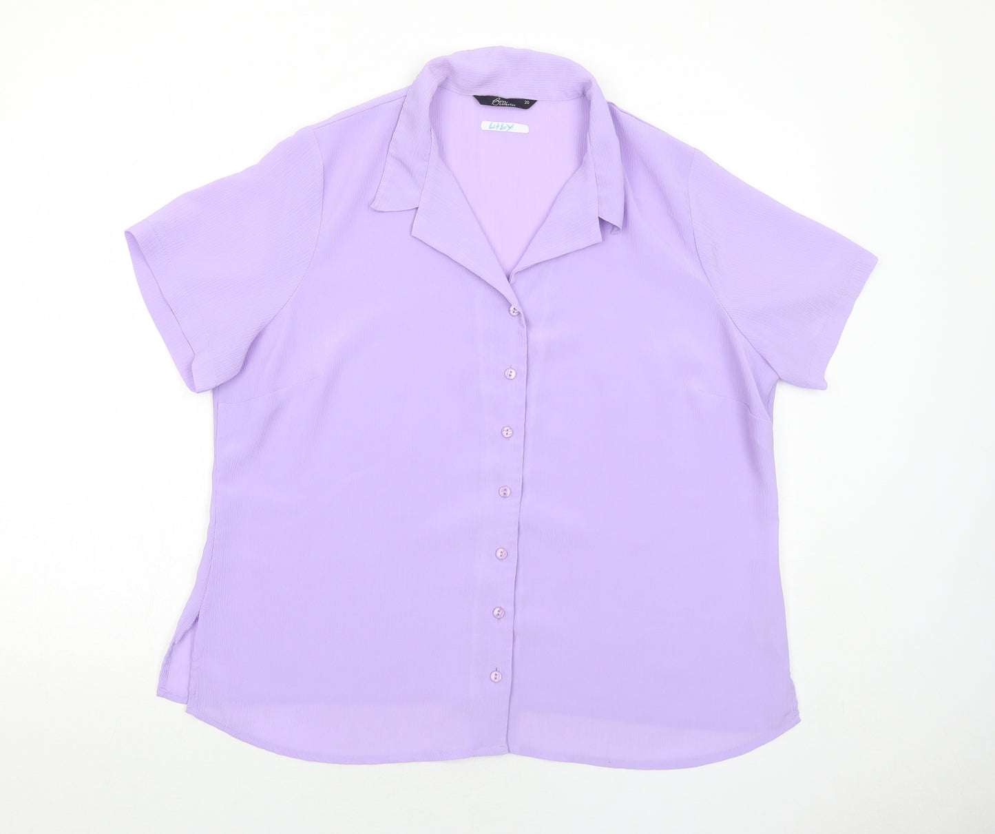 Bonmarché Womens Purple Polyester Basic Button-Up Size 20 Collared