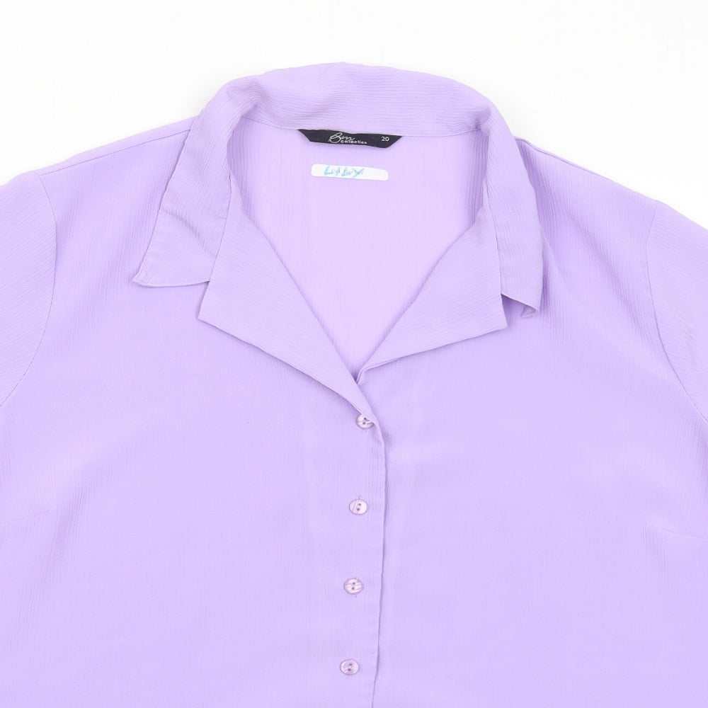Bonmarché Womens Purple Polyester Basic Button-Up Size 20 Collared