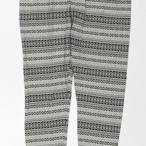 Srishti Womens Black Geometric Cotton Trousers Size M Regular Drawstring