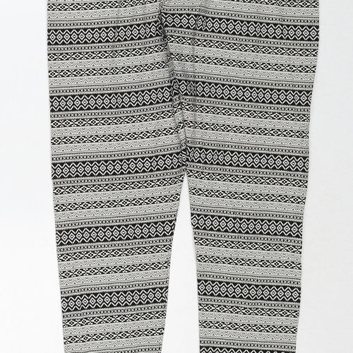 Srishti Womens Black Geometric Cotton Trousers Size M Regular Drawstring