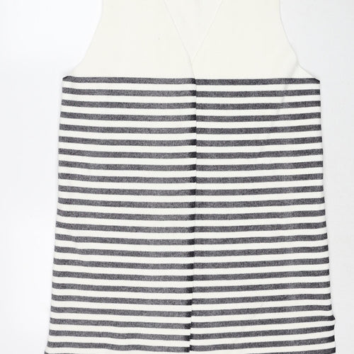 Marks and Spencer Womens White V-Neck Striped Viscose Vest Jumper Size L