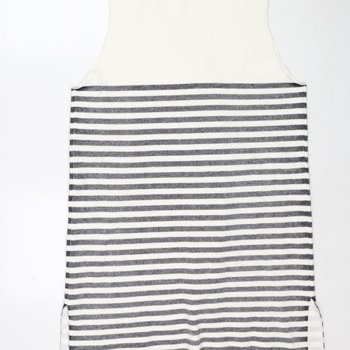 Marks and Spencer Womens White V-Neck Striped Viscose Vest Jumper Size L