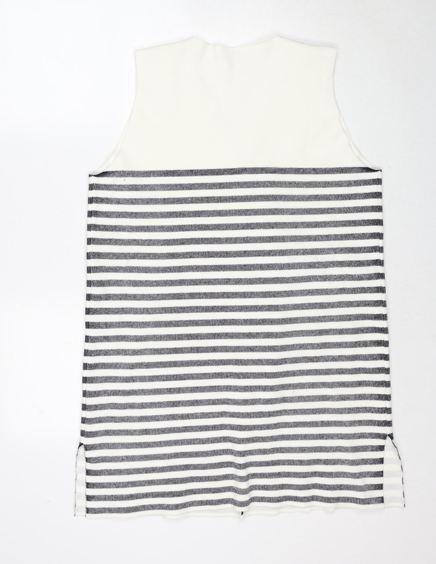 Marks and Spencer Womens White V-Neck Striped Viscose Vest Jumper Size L