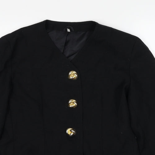 Made in U.K. Womens Black Jacket Blazer Size 12 Button