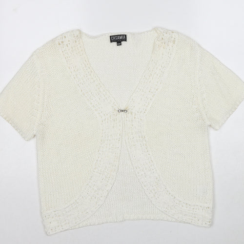 Casamia Womens White V-Neck Acrylic Cardigan Jumper Size S