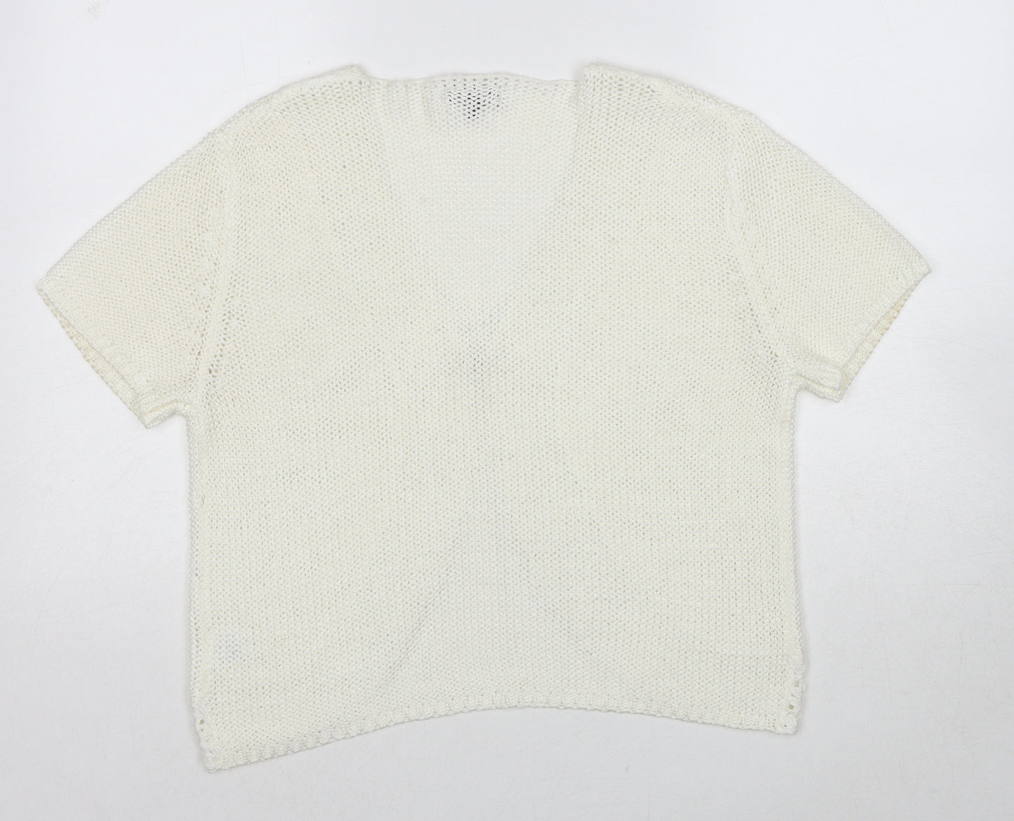 Casamia Womens White V-Neck Acrylic Cardigan Jumper Size S