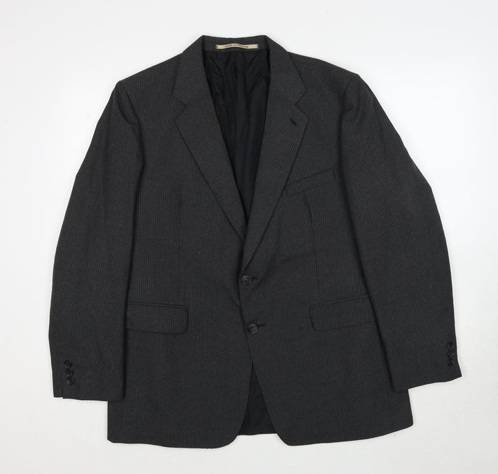 Made in Iceland Mens Grey Striped Polyimide Jacket Suit Size 44 Regular